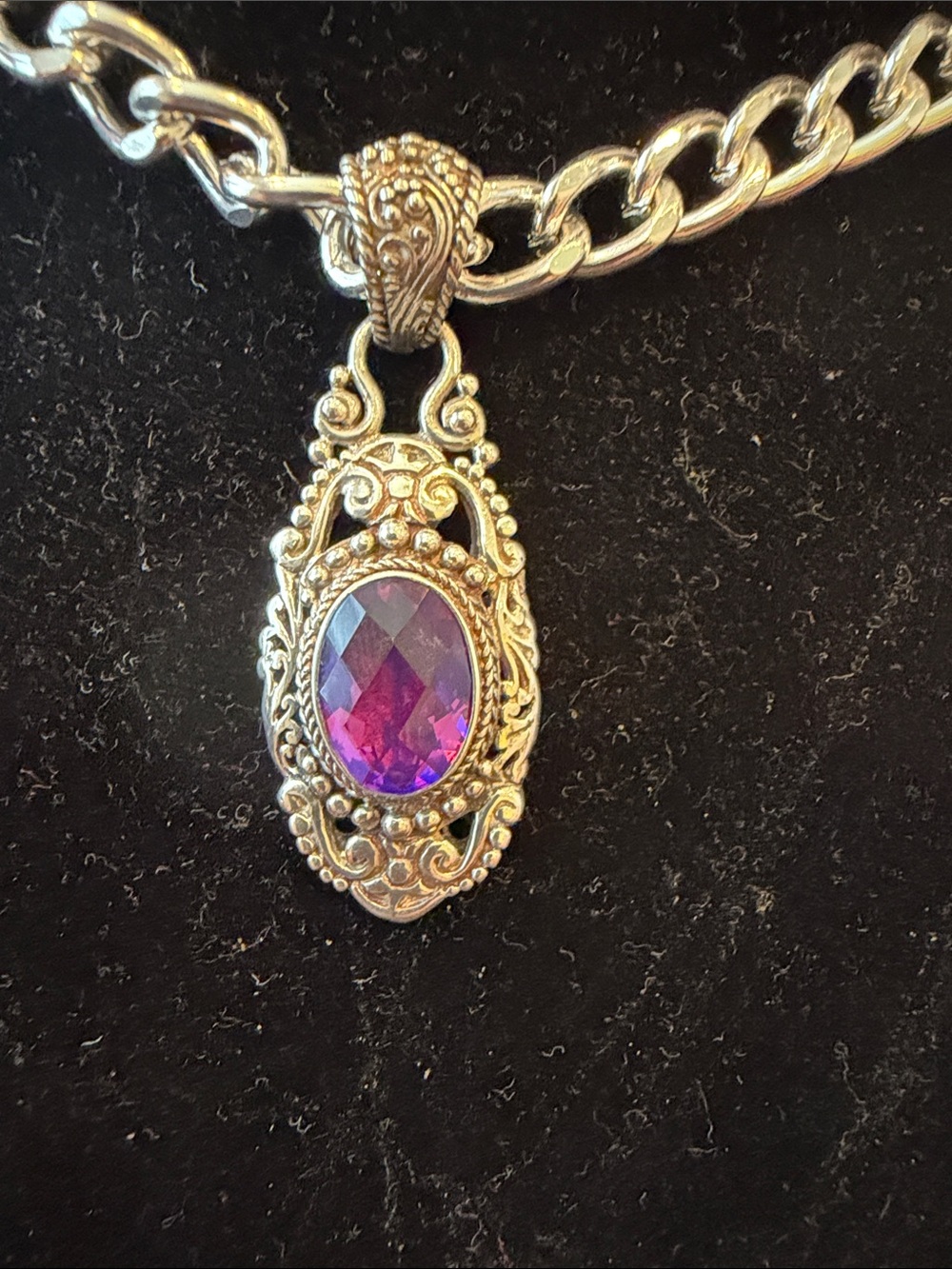Authentic Silver and Amethyst Stone Pendant . Chain is not included